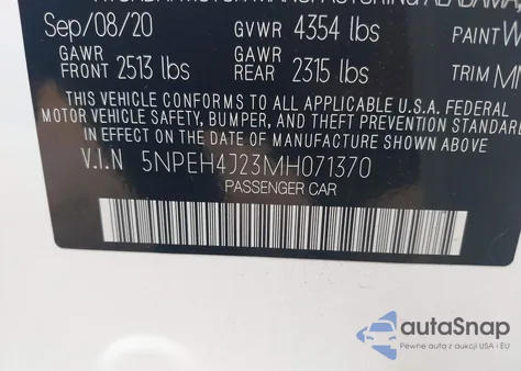 2021 Hyundai Sonata Limited из США, поврежденный, VIN 5NPEH4J23MH071370